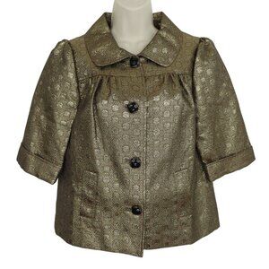 Classiques Entier Womens Small Metallic Golden Gold Polka Dot Jacket Blazer